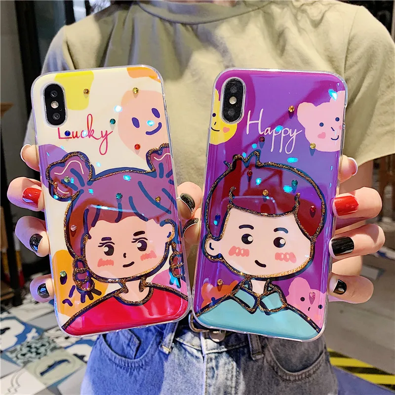 GYKZ милый чехол для пары мальчиков и девочек iPhone XS MAX XR X 7 8 6 6s Plus голубой луч