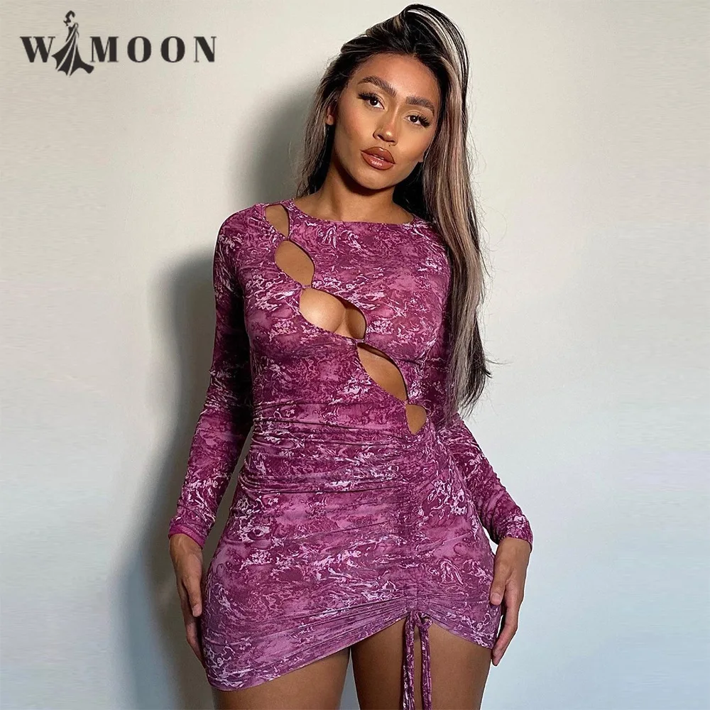 Hollow Long Sleeve Drawstring Dress Autumn Winter New Sexy O-Neck Printed Pleated Party Evening Club Mini Pencil Dresses Women
Hollow Long Sleeve Drawstring Dress Autumn Winter New Sexy O-Neck Printed Pleated Party Evening Club Mini Pencil Dresses Women