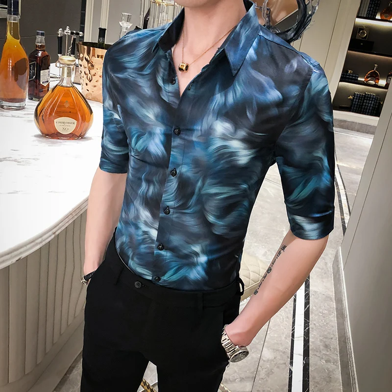 Casual Quality High Men Shirt Slim Fit Short Sleeve Dress Shirts 2020 Summer Streetwear Social Nightclub Blusa Camisa Masculina
Casual Quality High Men Shirt Slim Fit Short Sleeve Dress Shirts 2020 Summer Streetwear Social Nightclub Blusa Camisa Masculina