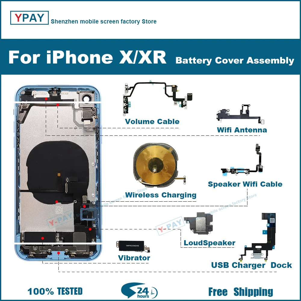 Задняя крышка аккумулятора для iPhone XR XS + средняя рамка корпуса лоток SIM карты