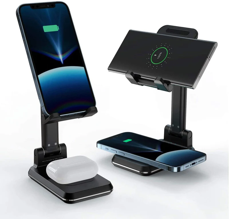 

Soporte de cargador inalámbrico rápido Qi, estación de carga de escritorio plegable, 15W, para iPhone XS 11 12 Pro MAX Samsung S