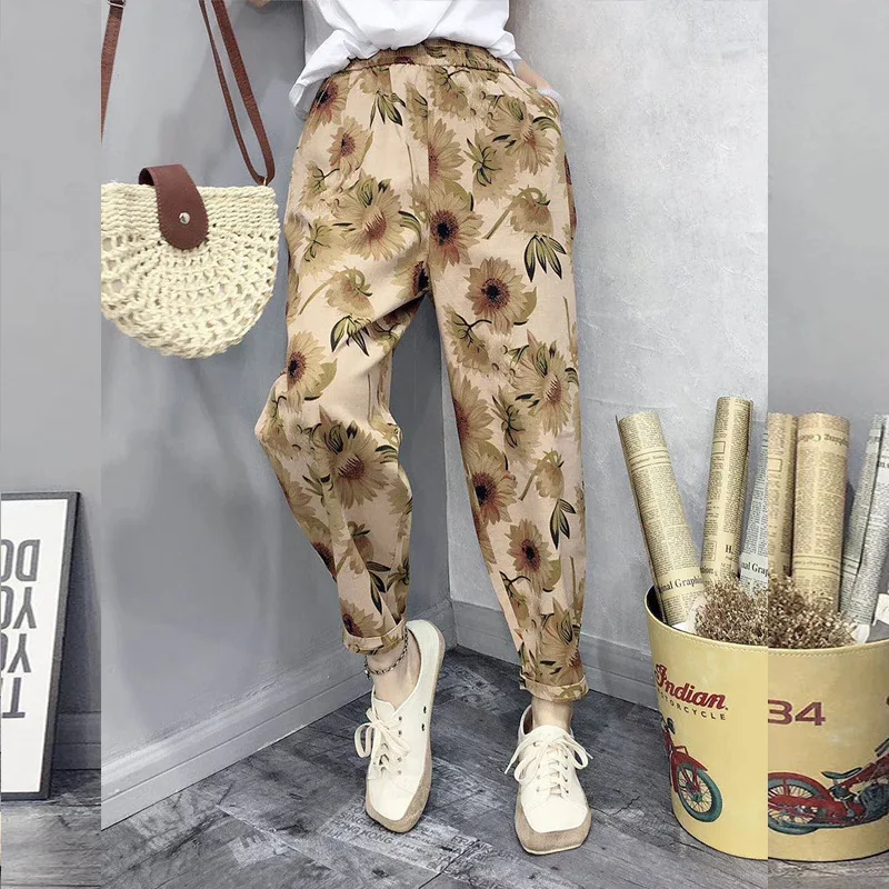 2021 Summer Fashion Printed Cotton Linen Harem Pants For Women Casual High Waist Calf-Length Loose Trousers Female Streetwear
2021 Summer Fashion Printed Cotton Linen Harem Pants For Women Casual High Waist Calf-Length Loose Trousers Female Streetwear