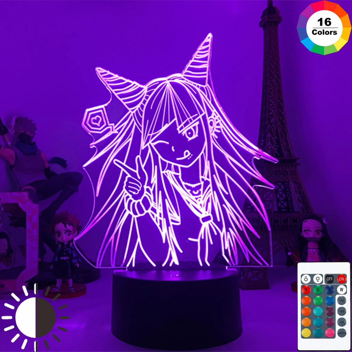 

Danganronpa Mioda Ibuki Led 3D USB Illusion Anime Lamp Lighting Color Changing Nightlights Lampara For Gift Toy model statue