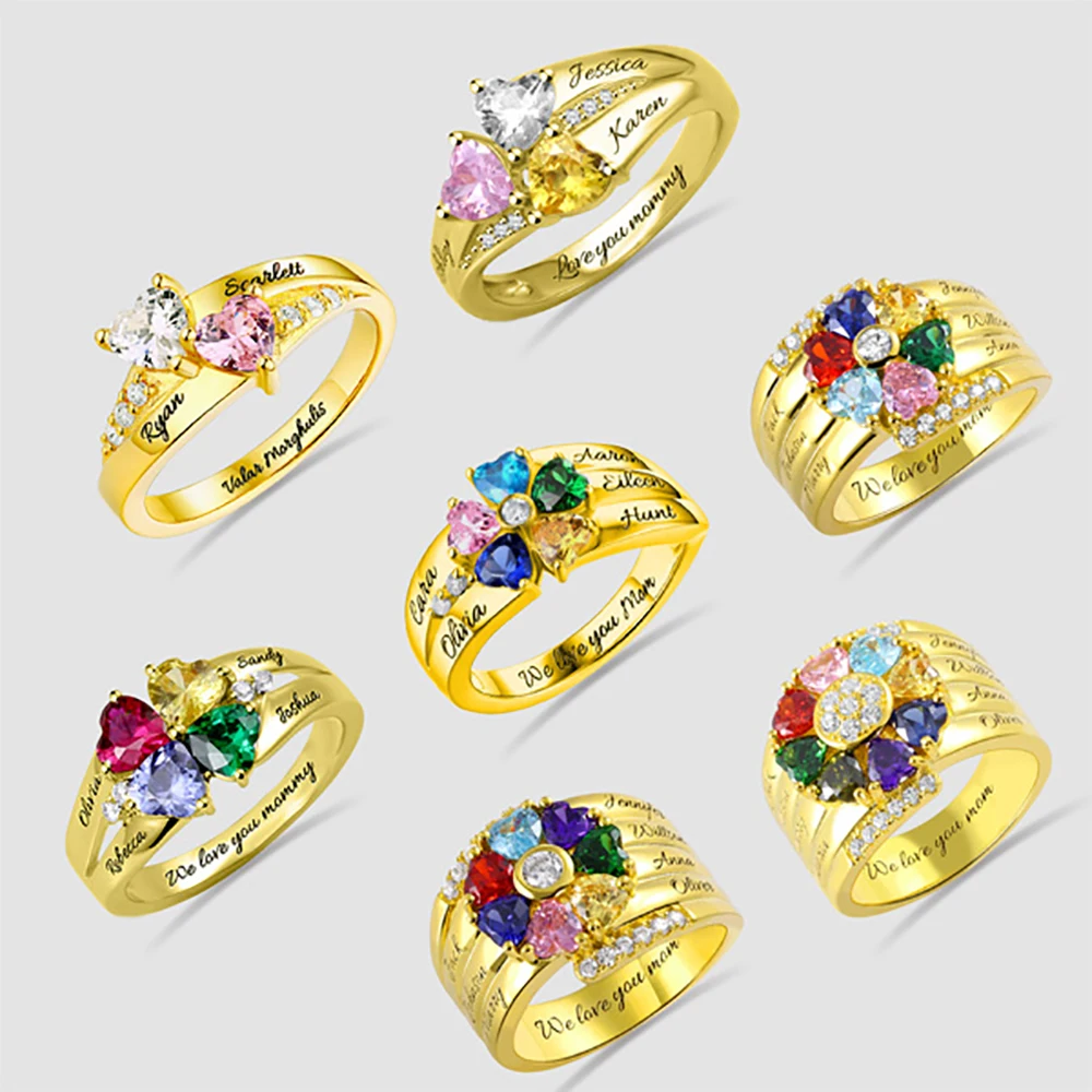 Sweey/оптовая продажа персонализированные гравированные кольца с 2 8 камнями в
