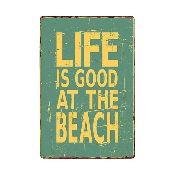

Винтажная жизнь хорошо на пляже, металлический жестяной знак 8x12 дюймов, домашний постер для кухни, бара, ресторана, бара, Настенный декор