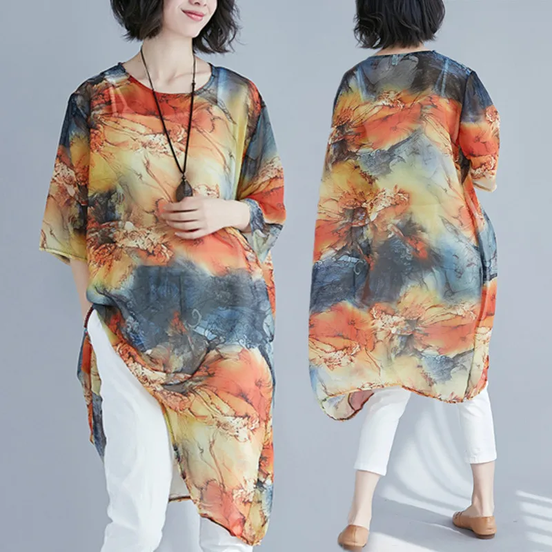 BIG SIZE Summer Women Vintage Elegant Print Tops Ladies Female Plus Large Loose Irregular Short Front Long Back Blouse Shirt
BIG SIZE Summer Women Vintage Elegant Print Tops Ladies Female Plus Large Loose Irregular Short Front Long Back Blouse Shirt