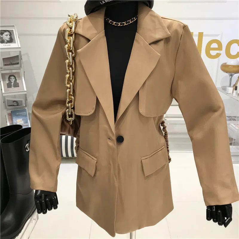 Women's Spring Summer 2021 Niche Design Fashion Elastic Waist Button Windbreaker Type Suit Coat Loose Casual Solid Color Suit
Women's Spring Summer 2021 Niche Design Fashion Elastic Waist Button Windbreaker Type Suit Coat Loose Casual Solid Color Suit