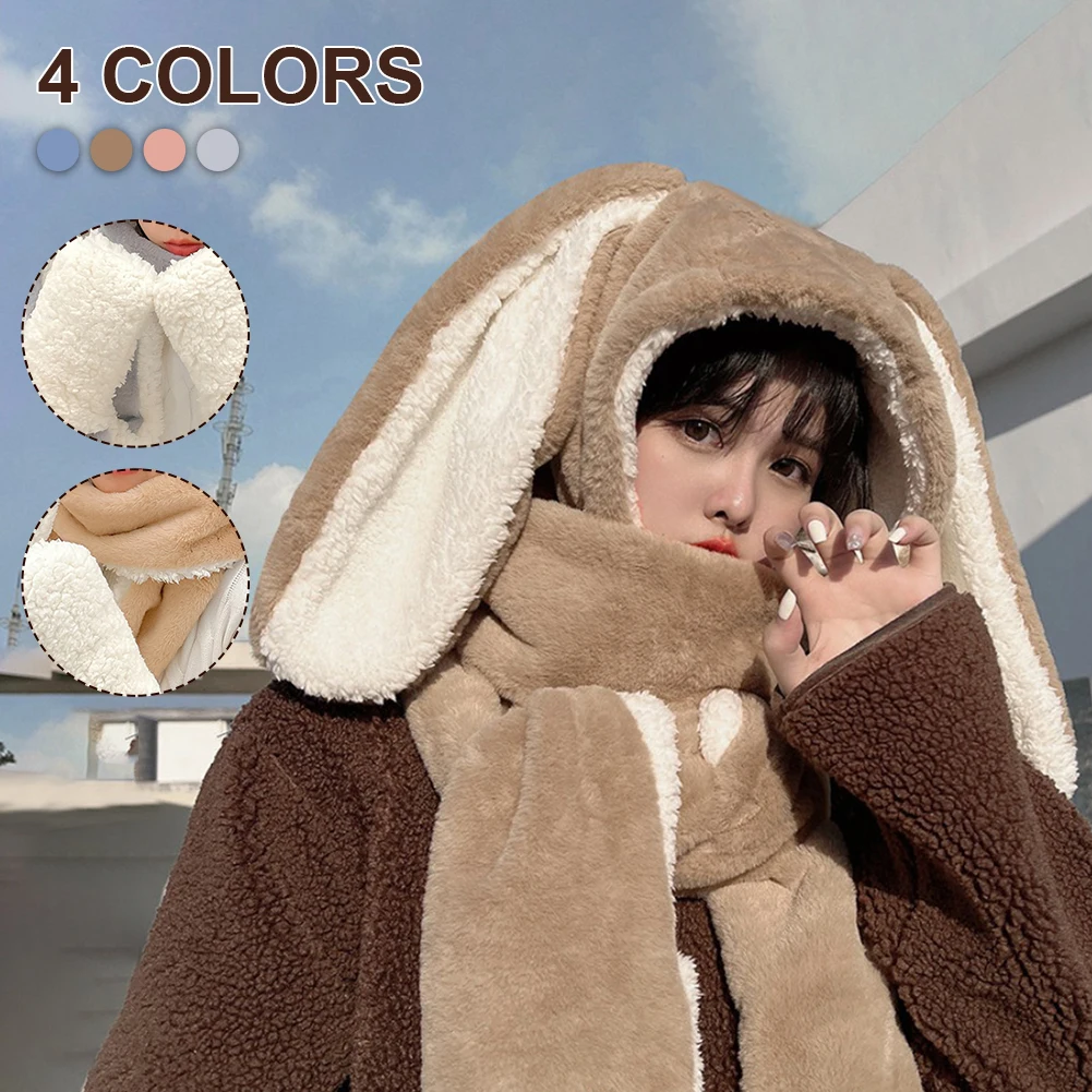 2021 New Fashion Scarf Hat Glove 3 Piece Women Cute Big Ear Bunny Plush Winter Warm Soft Thickening Hooded Neck Gaiter
2021 New Fashion Scarf Hat Glove 3 Piece Women Cute Big Ear Bunny Plush Winter Warm Soft Thickening Hooded Neck Gaiter