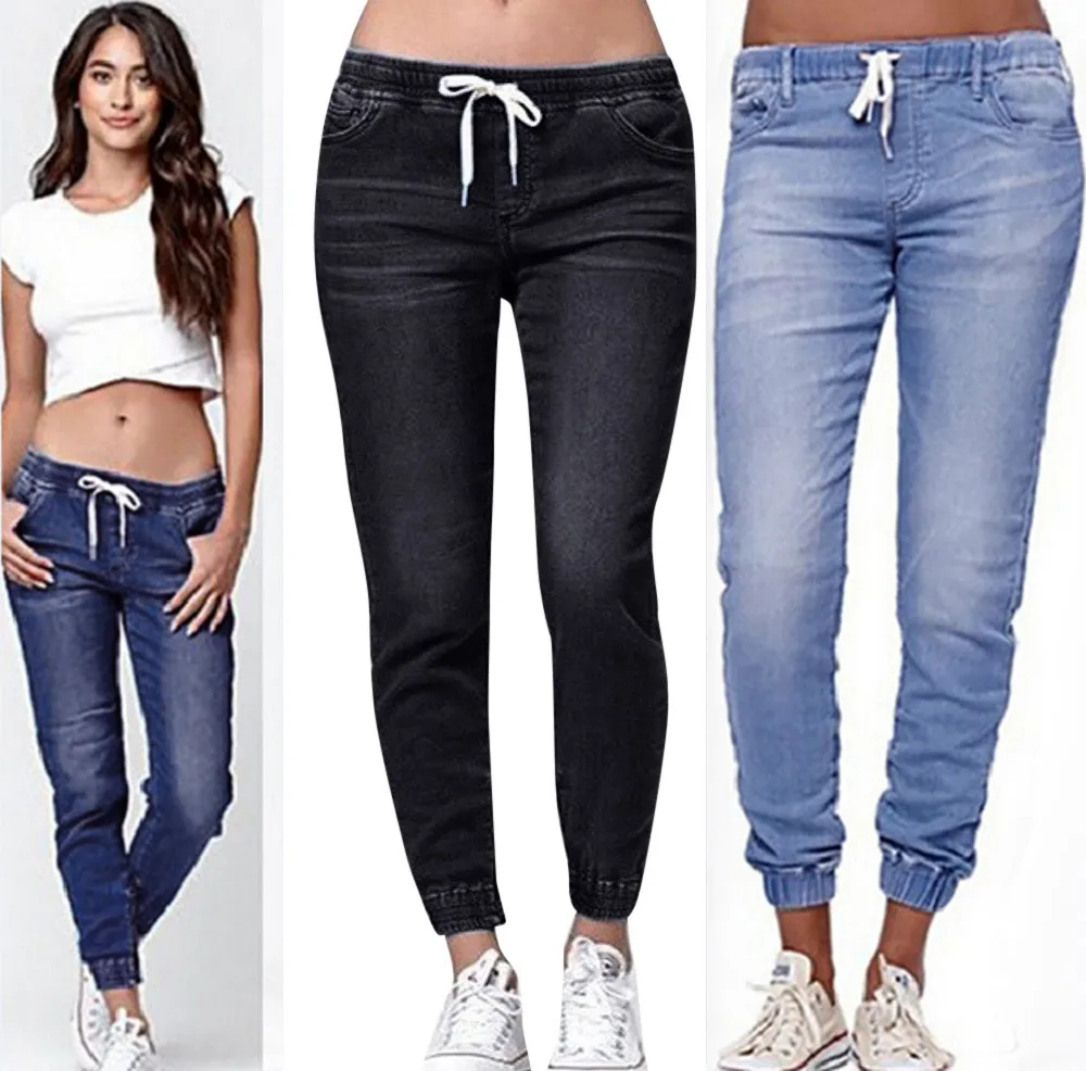 Fashion Women's Jeans Cotton Women Autumn Elastic Plus Loose Denim Casual Drawstring Plus Cropped Jeans Women Jeans Pants
Fashion Women's Jeans Cotton Women Autumn Elastic Plus Loose Denim Casual Drawstring Plus Cropped Jeans Women Jeans Pants
