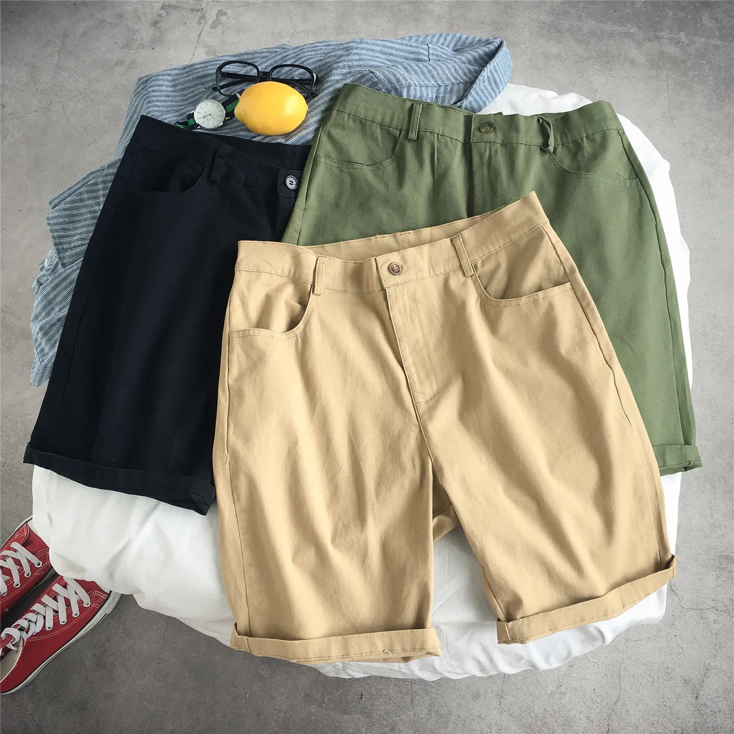 2021 Hong Kong Style Summer Simple Solid Color Fifth Pants Korean Style Trendy Literary Style Youth Casual Shorts 
2021 Hong Kong Style Summer Simple Solid Color Fifth Pants Korean Style Trendy Literary Style Youth Casual Shorts