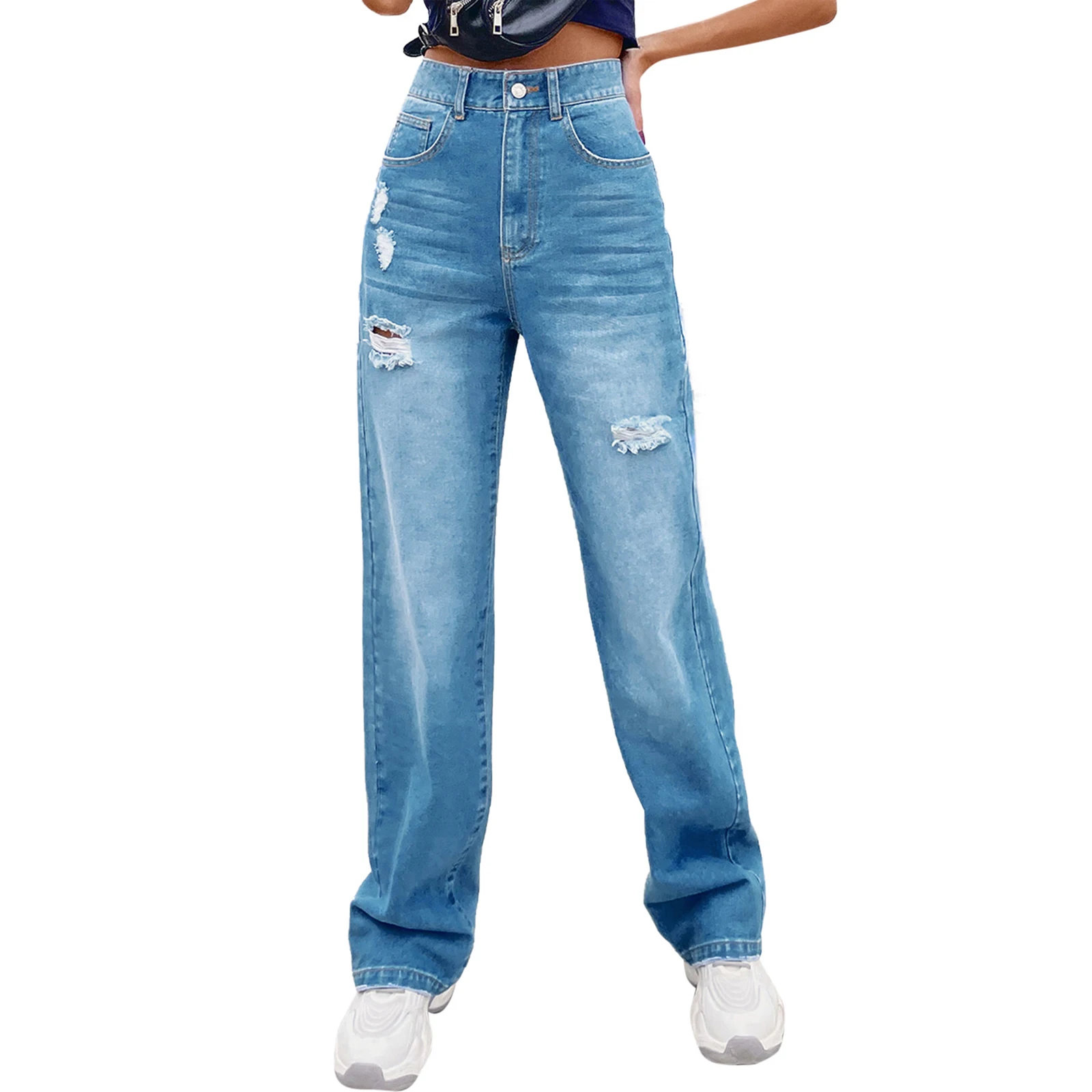 Women Hole Jeans Pants Leisure Loose High Waist Vintage Straight Jeans Women Jean New Style All-match Simple Full-length
Women Hole Jeans Pants Leisure Loose High Waist Vintage Straight Jeans Women Jean New Style All-match Simple Full-length