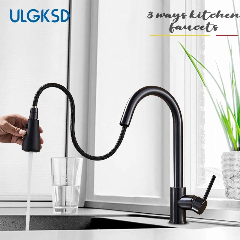 Pull Down Kitchen Faucets Multicolor Sink Faucet Single Handle Mixers Taps 360 Rotation 2 Function Spout Water Mixer | Обустройство