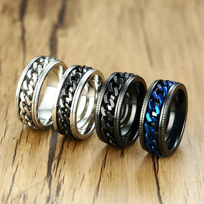 LETAPI New Fashion Punk Vintage Stainless Steel Rotatable Chain Couple Ring Classic Gold Silver Color Chain Jewelry Ring for Men
LETAPI New Fashion Punk Vintage Stainless Steel Rotatable Chain Couple Ring Classic Gold Silver Color Chain Jewelry Ring for Men