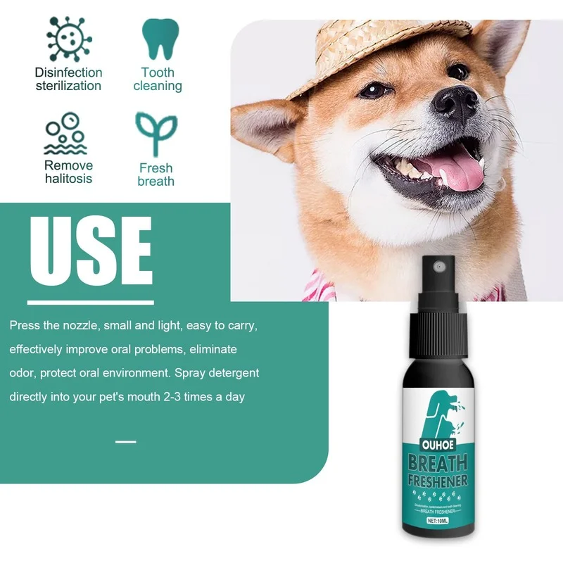 Pet Mouth Refreshing Spray Deodorant Spray Dog Cat Spray Refreshing Non-irritating Refreshing Healthy Formula Dog-supplies
Pet Mouth Refreshing Spray Deodorant Spray Dog Cat Spray Refreshing Non-irritating Refreshing Healthy Formula Dog-supplies