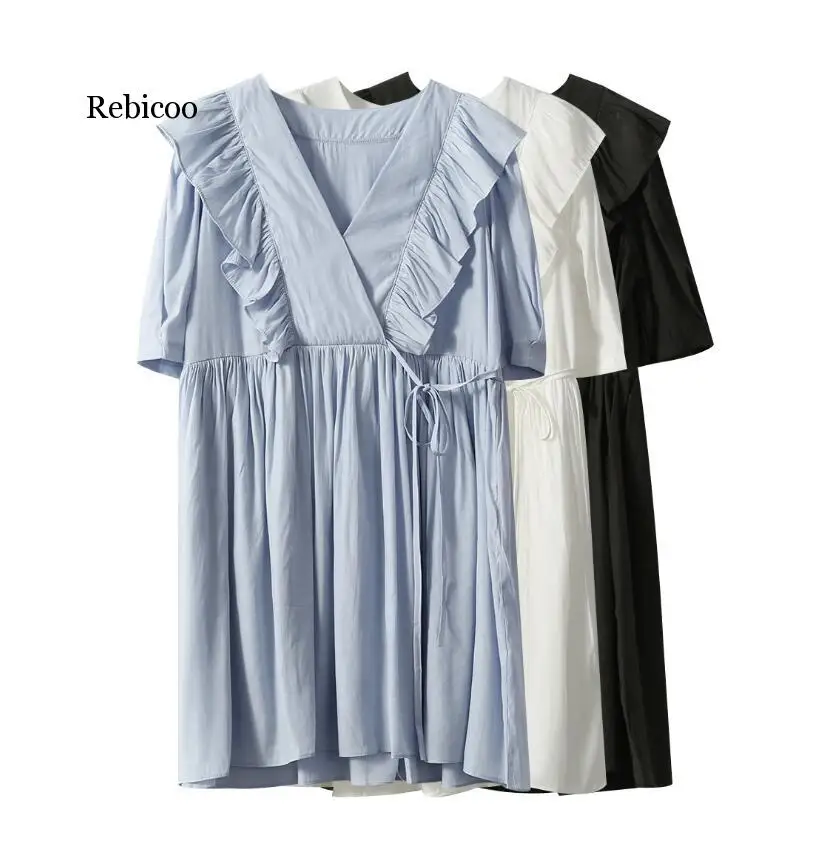 Dress 2020 Summer new ruffled V-neck waist lace-up female slimming skirt MIDI Dress
Dress 2020 Summer new ruffled V-neck waist lace-up female slimming skirt MIDI Dress