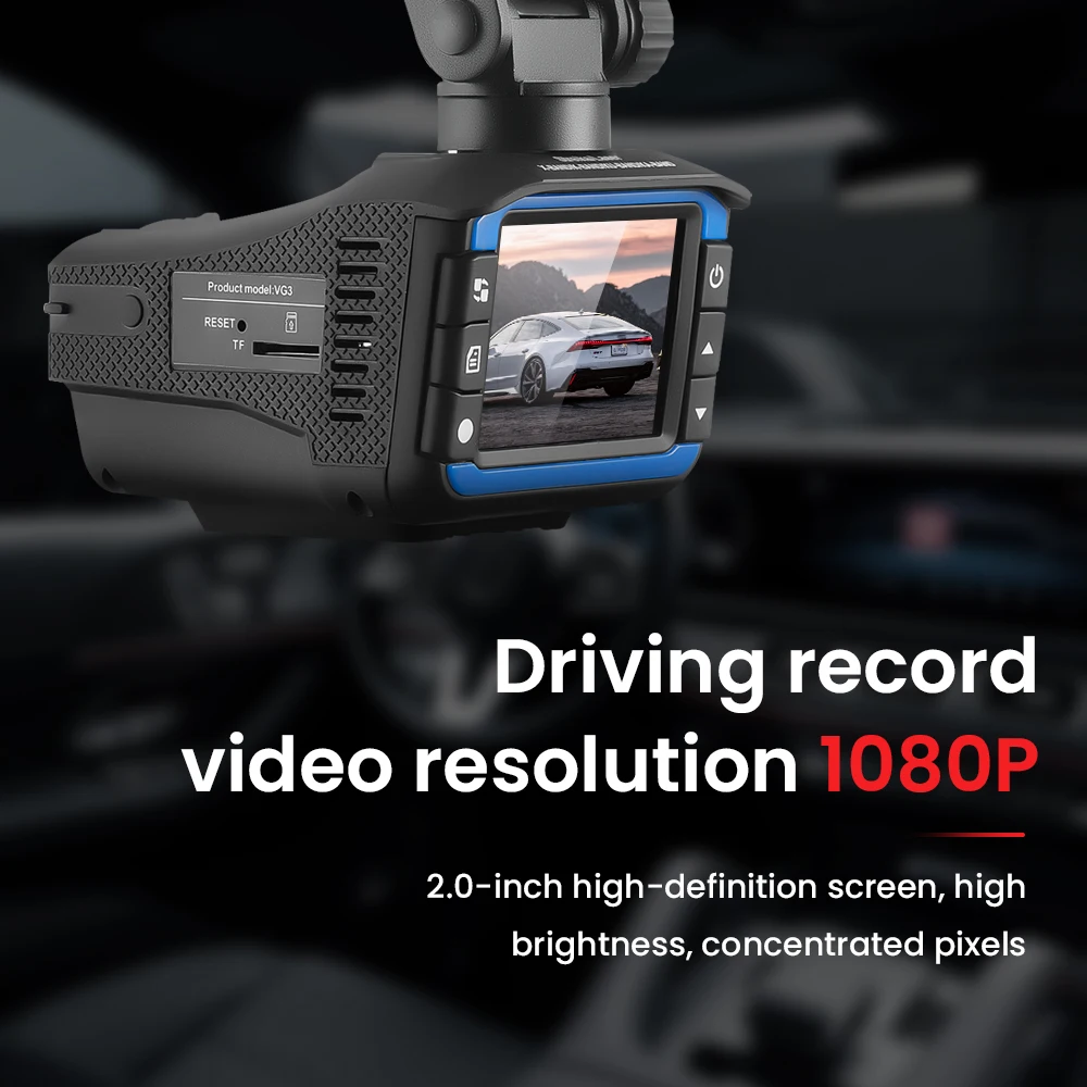 

English Russian Voice Car 2 In 1 Anti Radar Detector VG3 720P HD Dash Cam DVR Camera Recorder Color Screen 140 Degree Dashcam