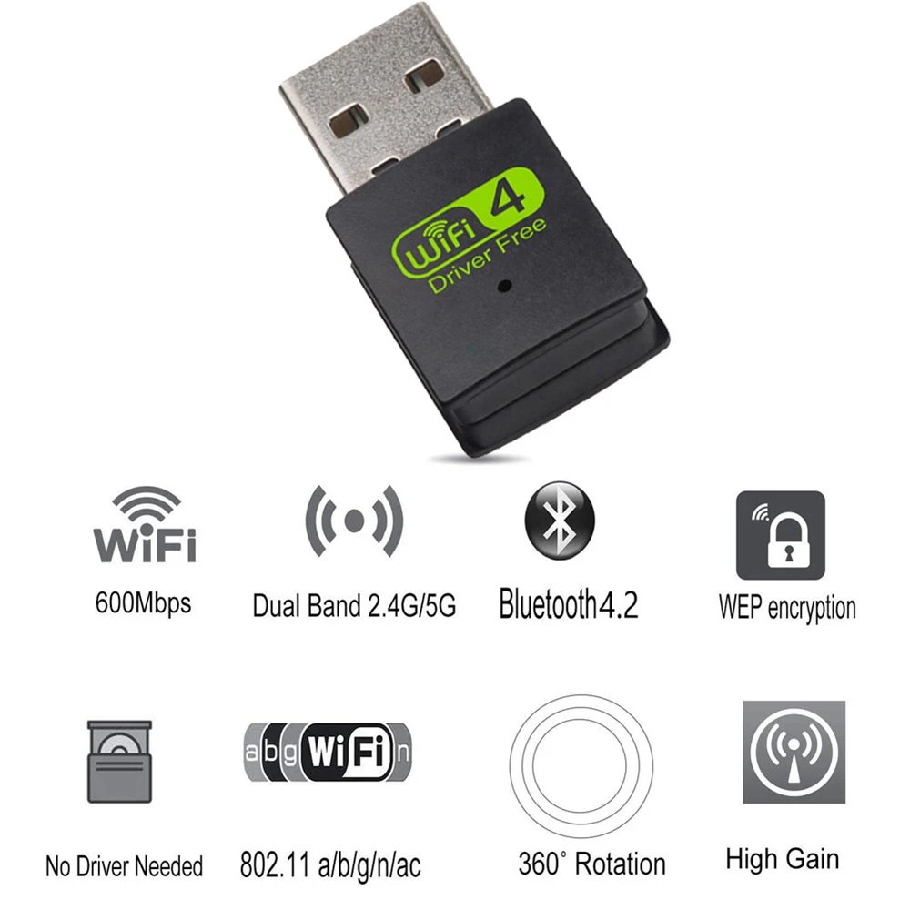 2-в-1 USB Wi-Fi Bluetooth-адаптер 600 Мбит/с 2 4/5 ГГц | Компьютеры и офис