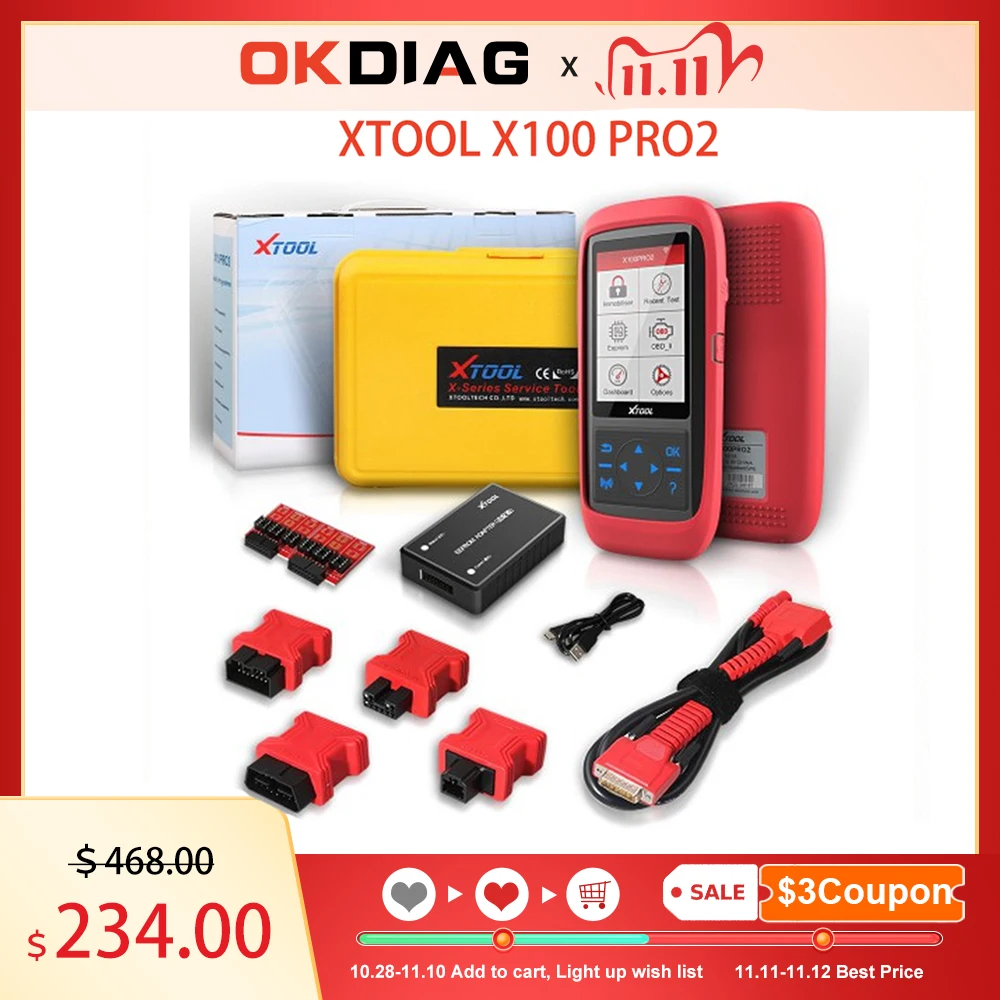 

XTOOL OBD2 X100 Pro2 Auto Key Programmer with EEPROM Adapter Support Mileage Adjustment Xtool X100 Pro OBD2 Scanner Code Reader