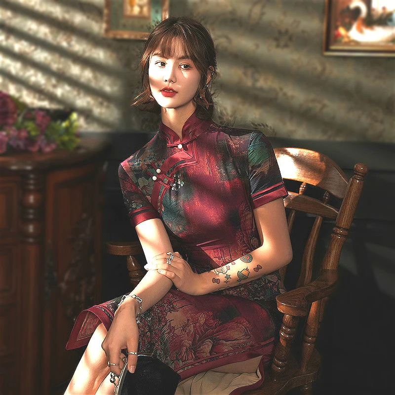 Sheng Coco Ladies Novelty Improved Silk Cheongsam Slim Daily Chinese Qipao Dress Red Flower Design Plus Size Clothes
Sheng Coco Ladies Novelty Improved Silk Cheongsam Slim Daily Chinese Qipao Dress Red Flower Design Plus Size Clothes