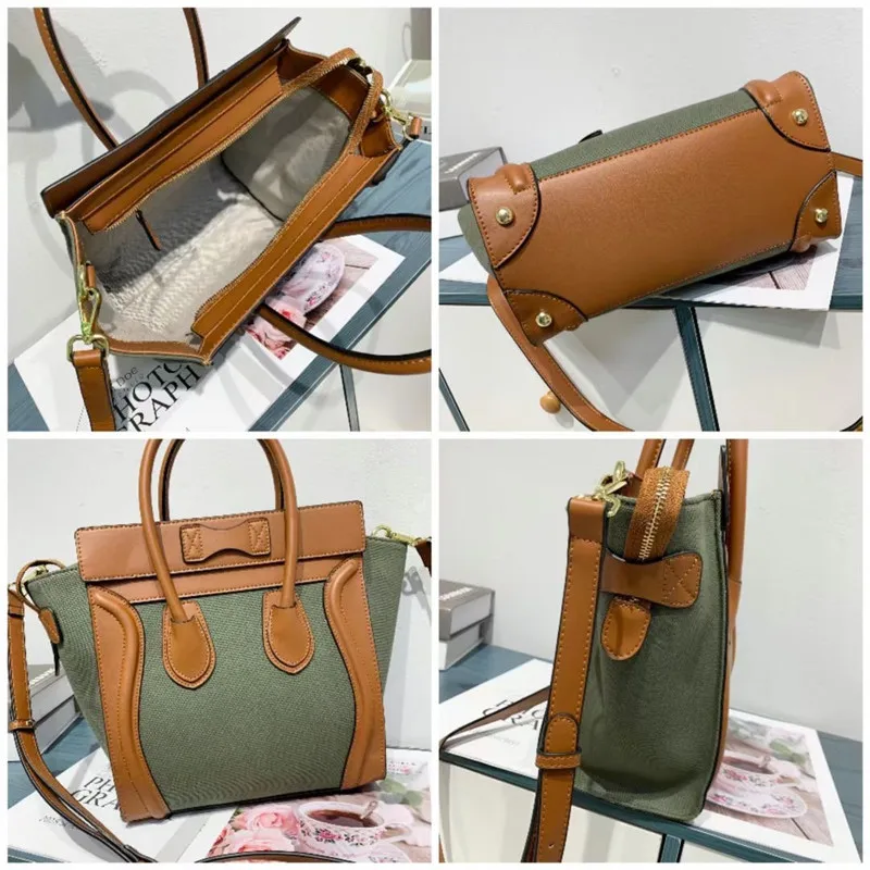 European and American fashion new canvas color-blocking smiley face bag bag leather women's single-shoulder messenger bag
European and American fashion new canvas color-blocking smiley face bag bag leather women's single-shoulder messenger bag