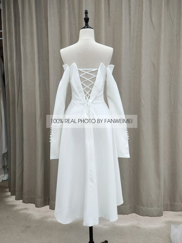 Special Design Long Sleeve Satin Soft Lace Up Tea Length Bridal Gown Evening Dress Party Dress Fanweimei
Special Design Long Sleeve Satin Soft Lace Up Tea Length Bridal Gown Evening Dress Party Dress Fanweimei