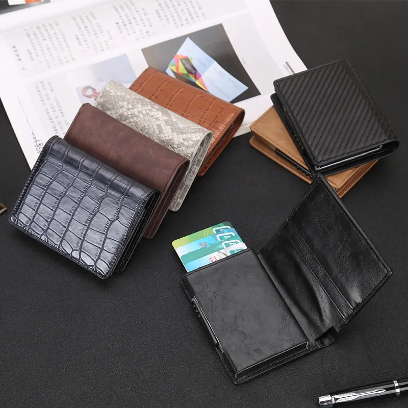 Rfid Men Card Pop up Wallets Leather Metal Slim Thin Wallet Money Purse Male Short Clutch Magic Smart Wallet Small Walet Black
Rfid Men Card Pop up Wallets Leather Metal Slim Thin Wallet Money Purse Male Short Clutch Magic Smart Wallet Small Walet Black