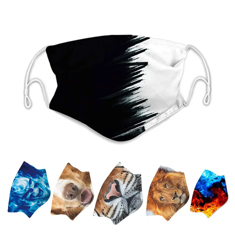 Уличная двухслойная маска с принтом лев, собака, тигр 
Уличная двухслойная маска с принтом лев, собака, тигр