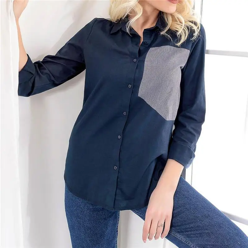 Women Patchwork Blouse Shirt Long Sleeve Turn Down Collar Lady Office Shirt Casual Size XXL Tops Chemisier Femme Free Shiping
Women Patchwork Blouse Shirt Long Sleeve Turn Down Collar Lady Office Shirt Casual Size XXL Tops Chemisier Femme Free Shiping