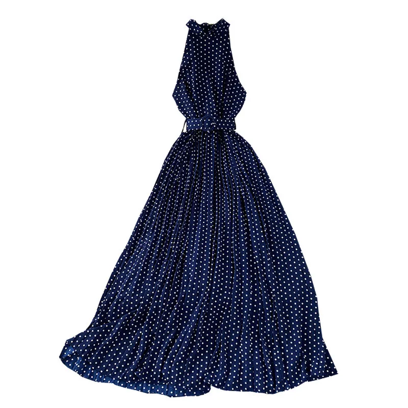 Women Summer Sundress Halter Polka Dot Maxi Dress 2021 Chiffon Pleated Beach Dress Ladies Sleeveless Tank Dress Femme Robe GD605
Women Summer Sundress Halter Polka Dot Maxi Dress 2021 Chiffon Pleated Beach Dress Ladies Sleeveless Tank Dress Femme Robe GD605