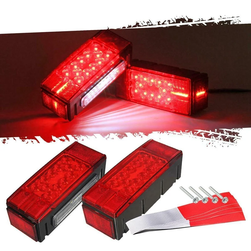 Left+Right/Over 12 LED Diodes Waterproof Red Trailer Boat Rectangle Stud Stop Turn Tail Lights
Left+Right/Over 12 LED Diodes Waterproof Red Trailer Boat Rectangle Stud Stop Turn Tail Lights