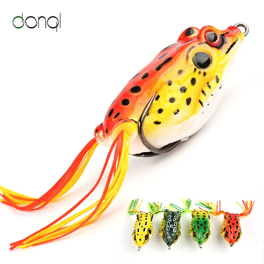 DONQL 4Pcs Frog Lure Fishing Lures Treble Hooks Artificial Minnow Crank Strong Soft Bait Kit | Спорт и развлечения