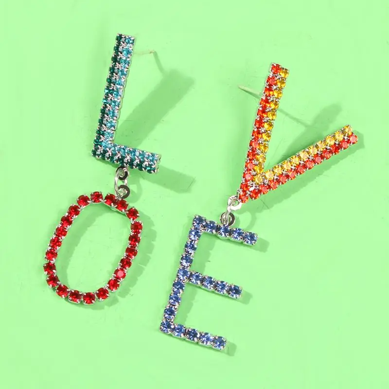 Rainbow Love Asymmetry Love Letters Rhinestones Earrings Women Fashion Jewelry 6XDA
Rainbow Love Asymmetry Love Letters Rhinestones Earrings Women Fashion Jewelry 6XDA