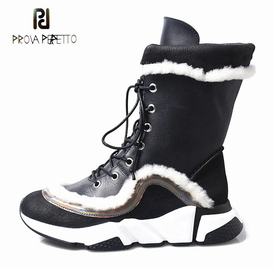 Prova Perfetto/новые зимние ботинки из коровьей кожи в стиле пэчворк Теплые короткие на