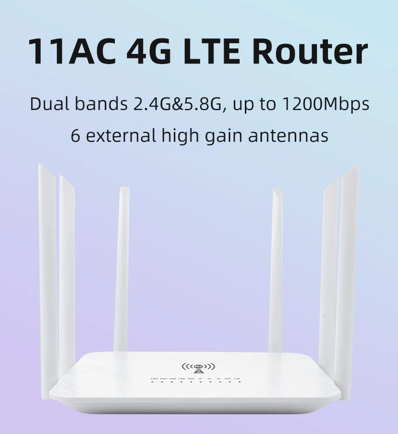 LT260 2.4G 5.8G 1200Mbps CAT6 32 Wifi Users 4G Router Portable Wifi Hotspot RJ45 WAN LAN Wireless Modem 4G SIM Card Wifi Router
LT260 2.4G 5.8G 1200Mbps CAT6 32 Wifi Users 4G Router Portable Wifi Hotspot RJ45 WAN LAN Wireless Modem 4G SIM Card Wifi Router