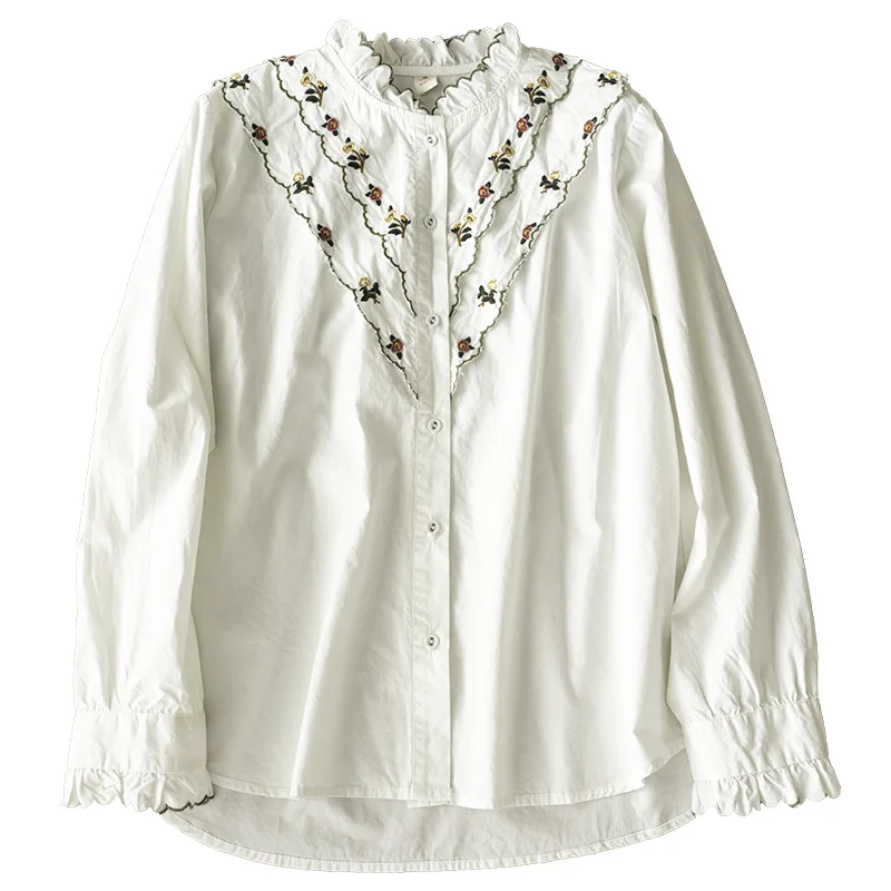 2021 Autumn New Korean Embroidered Flower Shirt Women Long Sleeve Single Breasted Shirts Top Female Daily Wear Misu51
2021 Autumn New Korean Embroidered Flower Shirt Women Long Sleeve Single Breasted Shirts Top Female Daily Wear Misu51