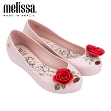 Melissa/женская прозрачная обувь Красивая с красными розами Обувь