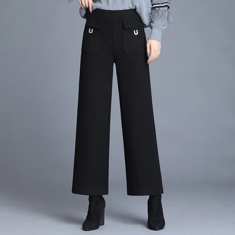 Wide Leg Pants Women High Waisted Elastic 2020 Autumn Winter Solid Color Elegant Wool Office Lady Womens Loose Trousers Big Size
Wide Leg Pants Women High Waisted Elastic 2020 Autumn Winter Solid Color Elegant Wool Office Lady Womens Loose Trousers Big Size