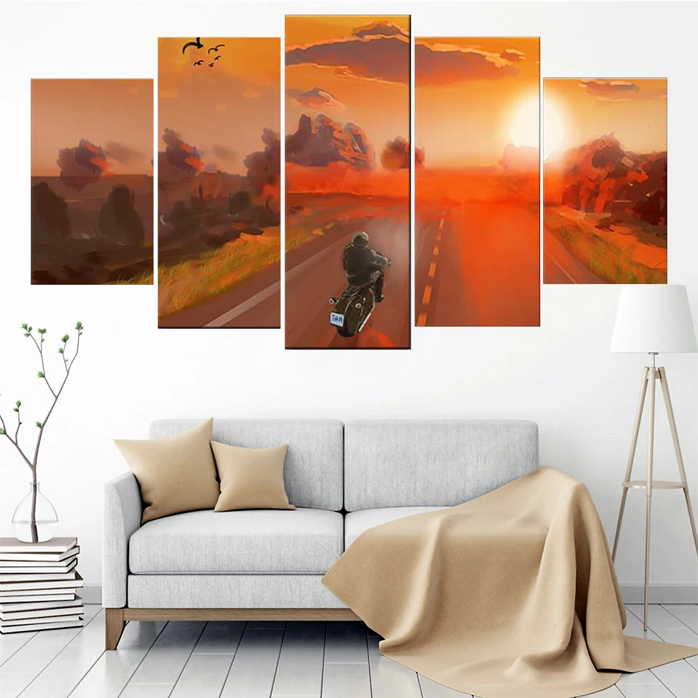 5 Pieces Wall Art Canvas Painting Landscape Poster Sunset Motorcycle Modular Decoration Pictures For Living Room Modern Home
5 Pieces Wall Art Canvas Painting Landscape Poster Sunset Motorcycle Modular Decoration Pictures For Living Room Modern Home