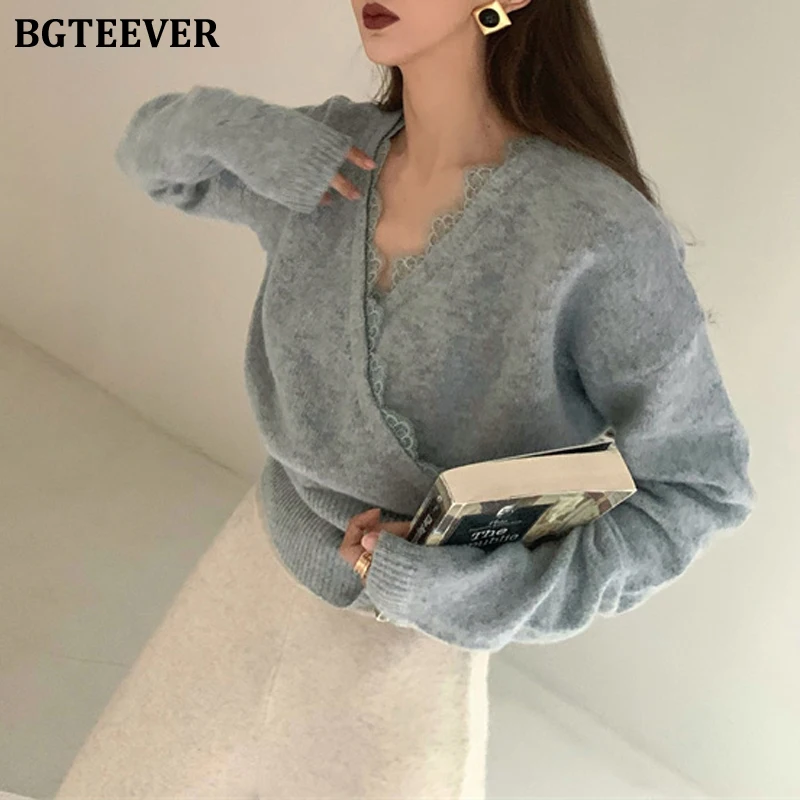BGTEEVER Vintage Ladies Patchwork Lace Sweaters Jumpers 2021 Winter Long Sleeve Loose Female Solid Knitted Pullovers Tops
BGTEEVER Vintage Ladies Patchwork Lace Sweaters Jumpers 2021 Winter Long Sleeve Loose Female Solid Knitted Pullovers Tops