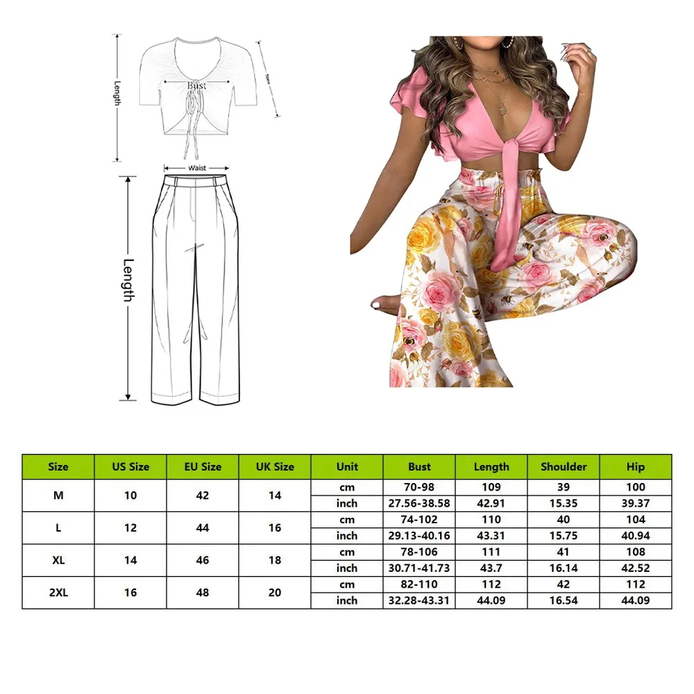 Women's Suit Set Boho Exotic Beach Fashion Elegant Sexy Ruffle Trim Knotted Crop Top & High Waist Wide Leg Pants Set
Women's Suit Set Boho Exotic Beach Fashion Elegant Sexy Ruffle Trim Knotted Crop Top & High Waist Wide Leg Pants Set