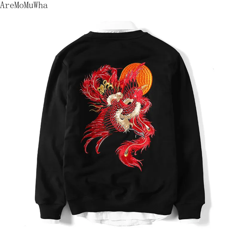 AreMoMuWha Phoenix Embroidery Sweatshirts Men's New Autumn Clothes Loose Round Neck Pullover Long-sleeved Sweatshirts QX1366 
AreMoMuWha Phoenix Embroidery Sweatshirts Men's New Autumn Clothes Loose Round Neck Pullover Long-sleeved Sweatshirts QX1366