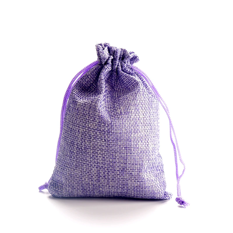 Горячие джутовые сумки Фиолетовый Цвет 7x9 10x14 см Чистый Шнурок Подарочные пакеты
