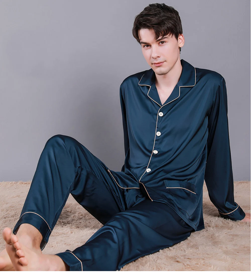 Men Summer Ice Silk Sleepwear Thin Breathable Pajama Sets Noble Solid Color Silk Pajamas Comfort Satin Pajama Male Casual Pijama
Men Summer Ice Silk Sleepwear Thin Breathable Pajama Sets Noble Solid Color Silk Pajamas Comfort Satin Pajama Male Casual Pijama