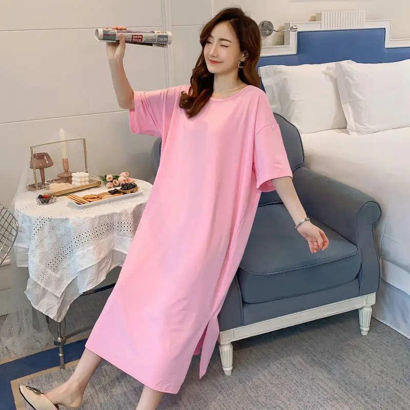 Summer Nightgown O-neck Sleep Dresses 3/4 Sleeve Sleepwear Comfy Nightdress Female Loungewear Casual Home Dress Pink Homewear
Summer Nightgown O-neck Sleep Dresses 3/4 Sleeve Sleepwear Comfy Nightdress Female Loungewear Casual Home Dress Pink Homewear