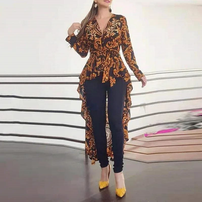 2021 new irregular trailing floral print deep V robe long sleeve summer women's long dress
2021 new irregular trailing floral print deep V robe long sleeve summer women's long dress