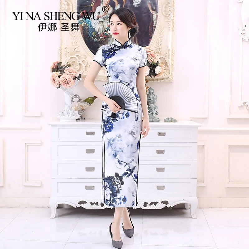 Long Qipao Dress Women Vintage Chinese Style Print Flower Cheongsam Dress Women's Traditional Dress For Wedding Party Dresses
Long Qipao Dress Women Vintage Chinese Style Print Flower Cheongsam Dress Women's Traditional Dress For Wedding Party Dresses