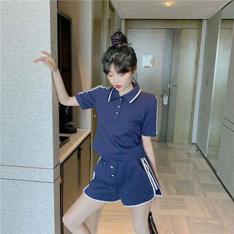 Two Piece Sports Set Womens Outfits Fashion Suit Short Sleeve Tops and High Waist Shorts Sets Tracksuits Women Summer 2021 Y249
Two Piece Sports Set Womens Outfits Fashion Suit Short Sleeve Tops and High Waist Shorts Sets Tracksuits Women Summer 2021 Y249