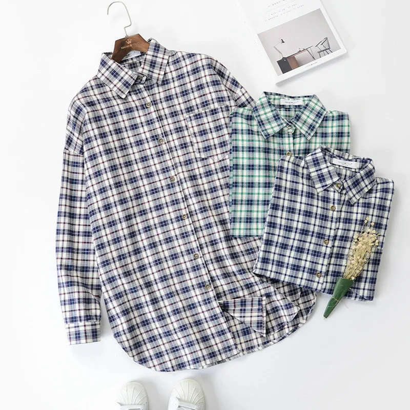 HXJJP Plaid Women's Loose Shirt 2020 Spring New Korean-style Long Sleeve Turn-down Collar Womens Tops and Blouses Plus Size
HXJJP Plaid Women's Loose Shirt 2020 Spring New Korean-style Long Sleeve Turn-down Collar Womens Tops and Blouses Plus Size
