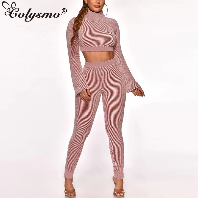 Colysmo Ribbed Knit Womens Loungewear Set Turtleneck Elastic High Waist Flare Sleeve Bodycon Crop Top 2 Piece Pants Matching Set 
Colysmo Ribbed Knit Womens Loungewear Set Turtleneck Elastic High Waist Flare Sleeve Bodycon Crop Top 2 Piece Pants Matching Set