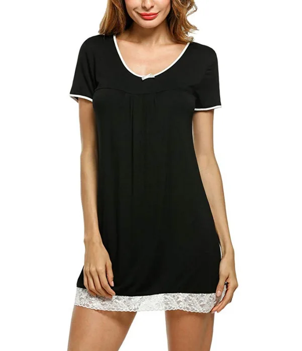 Nightgown Lace Women Nightdress New Summer Thin Pure Color Short Sleeve Cotton Mid-length Pajamas Plus-size Women Lace Dress
Nightgown Lace Women Nightdress New Summer Thin Pure Color Short Sleeve Cotton Mid-length Pajamas Plus-size Women Lace Dress